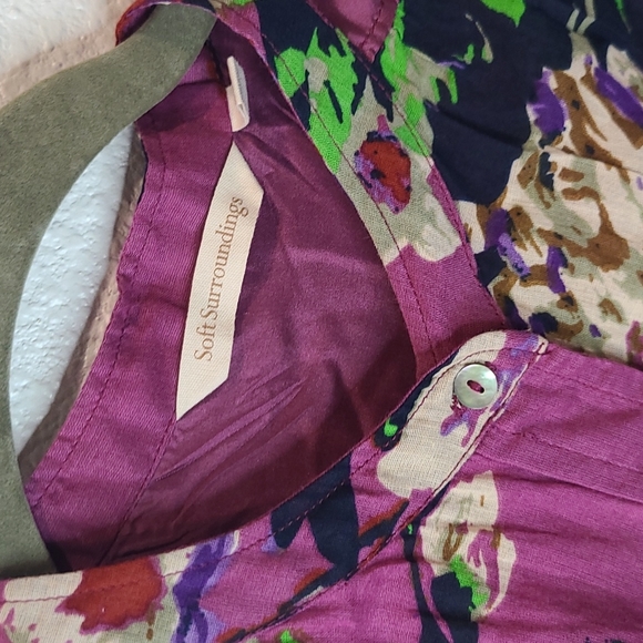 Soft Surroundings purple floral button down blouse petite small - Picture 3 of 10